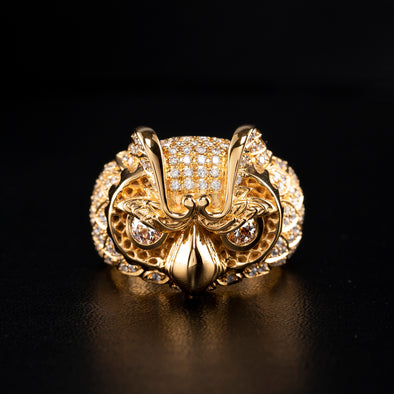 Grand Celestial Owl 10K Gold SM Ring 1 Of 1 - Deific