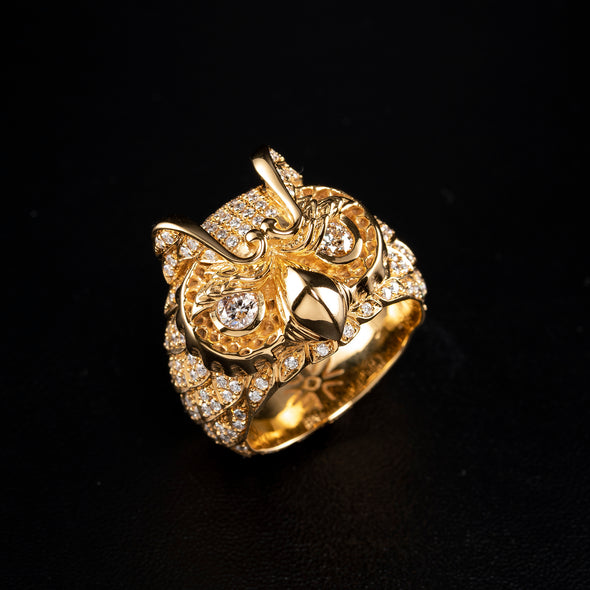 Grand Celestial Owl 10K Gold SM Ring 1 Of 1 - Deific