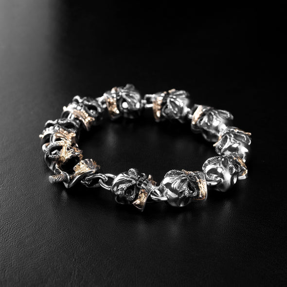 Custom Yak Skull 18K Gold Infused Bracelet 1 Of 1 - Deific